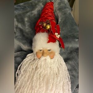 Vintage Santa St Nick ornament rubber mold yarn beard tall hat hand painted #11